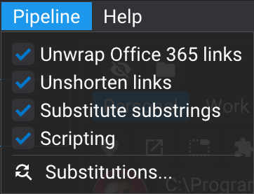 URL Pipeline menu URL Pipeline menu